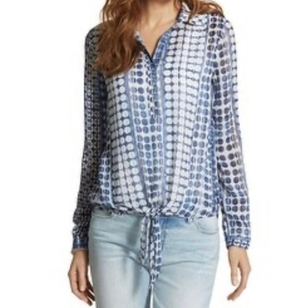 Chicos‎ Textured dots Dominique shirt tie front size 2